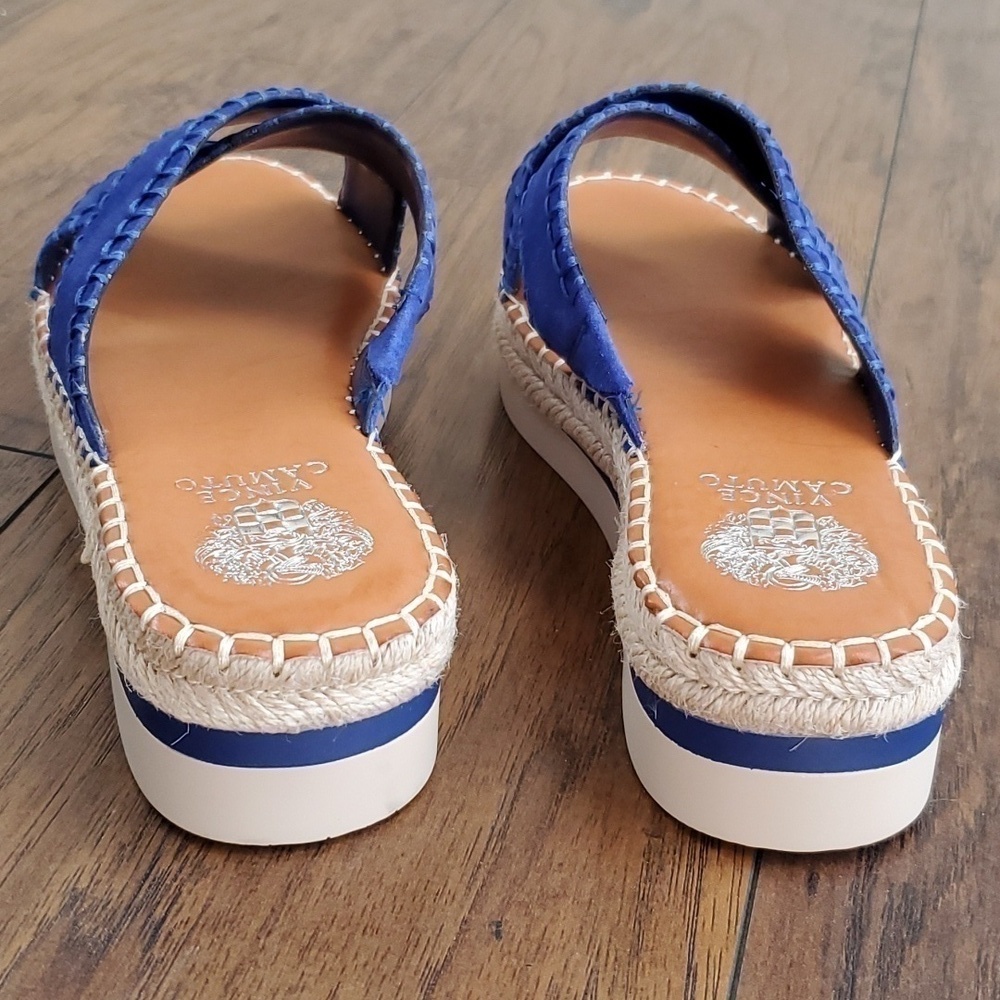 Vince Camuto Belisnda Leather Crossband Slide Platform Sandles Size 8W - Picture 6 of 17